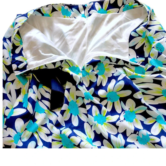 Allegra K Womens Floral Daisy Pleated Bow Flared Mini Skirt Blue Size Small - Picture 3 of 10